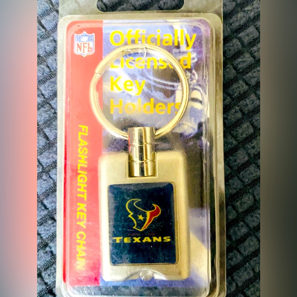 NIP VINTAGE NFL Texans Flashlight Key Chain - Black